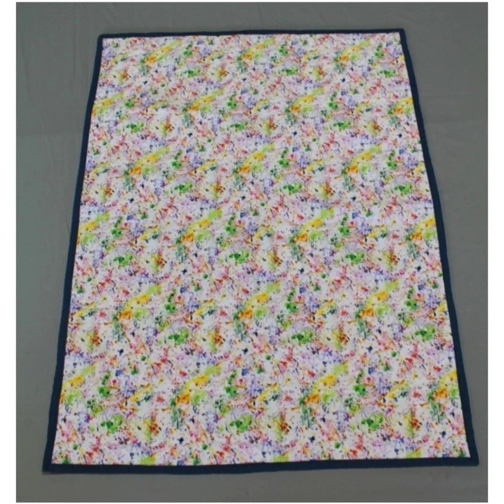 Handmade Baby Crib Quilt Blanket Blue Nursery + Plush Puppy Dog Toy Lot